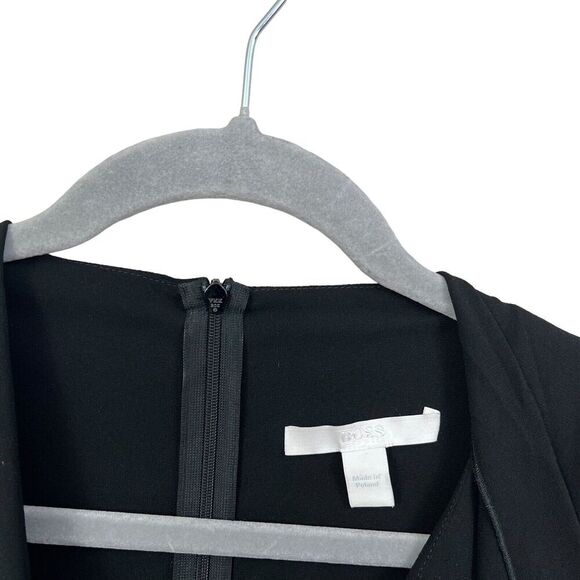 BOSS Hugo Boss Sheath Dress Wool Blend Draped VNeck Lined Plaid Black Women Sz 4 - Picture 3 of 7